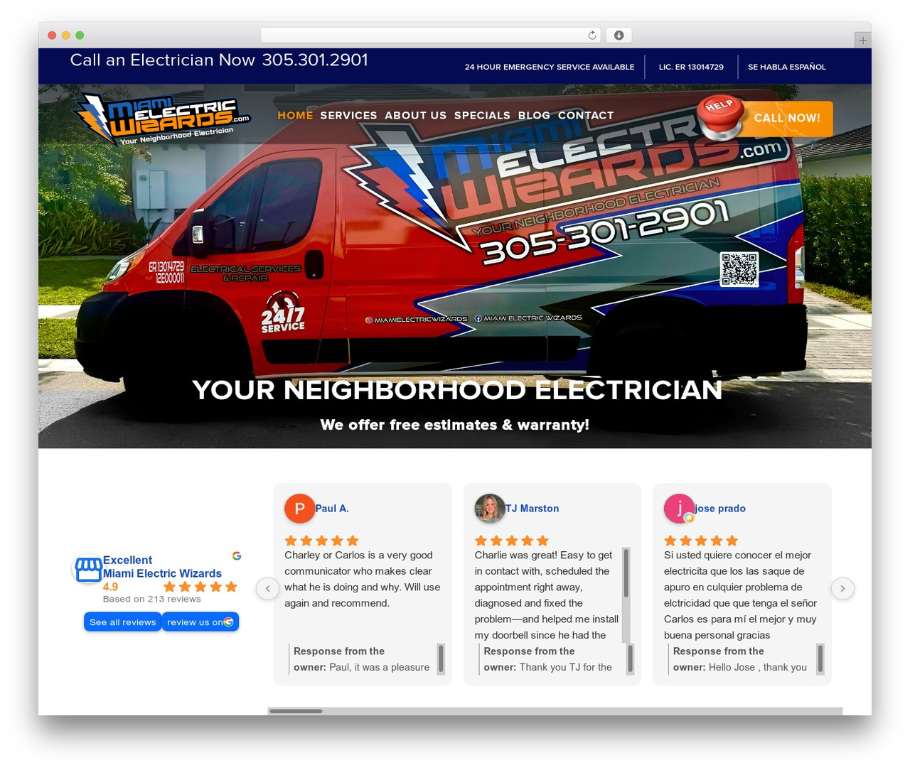 Lambda WordPress website theme - miamielectricwizards.com