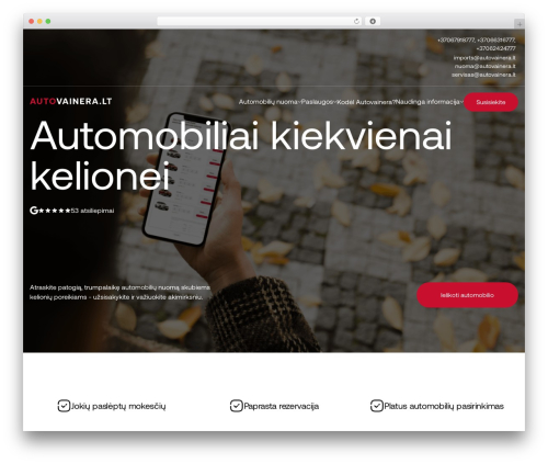 Car rental booking system WordPress plugin - autovainera.lt