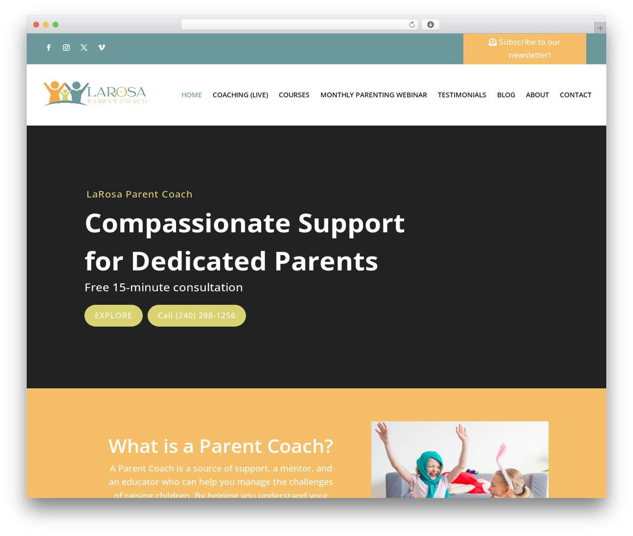 Divi theme WordPress - larosaparentcoach.com