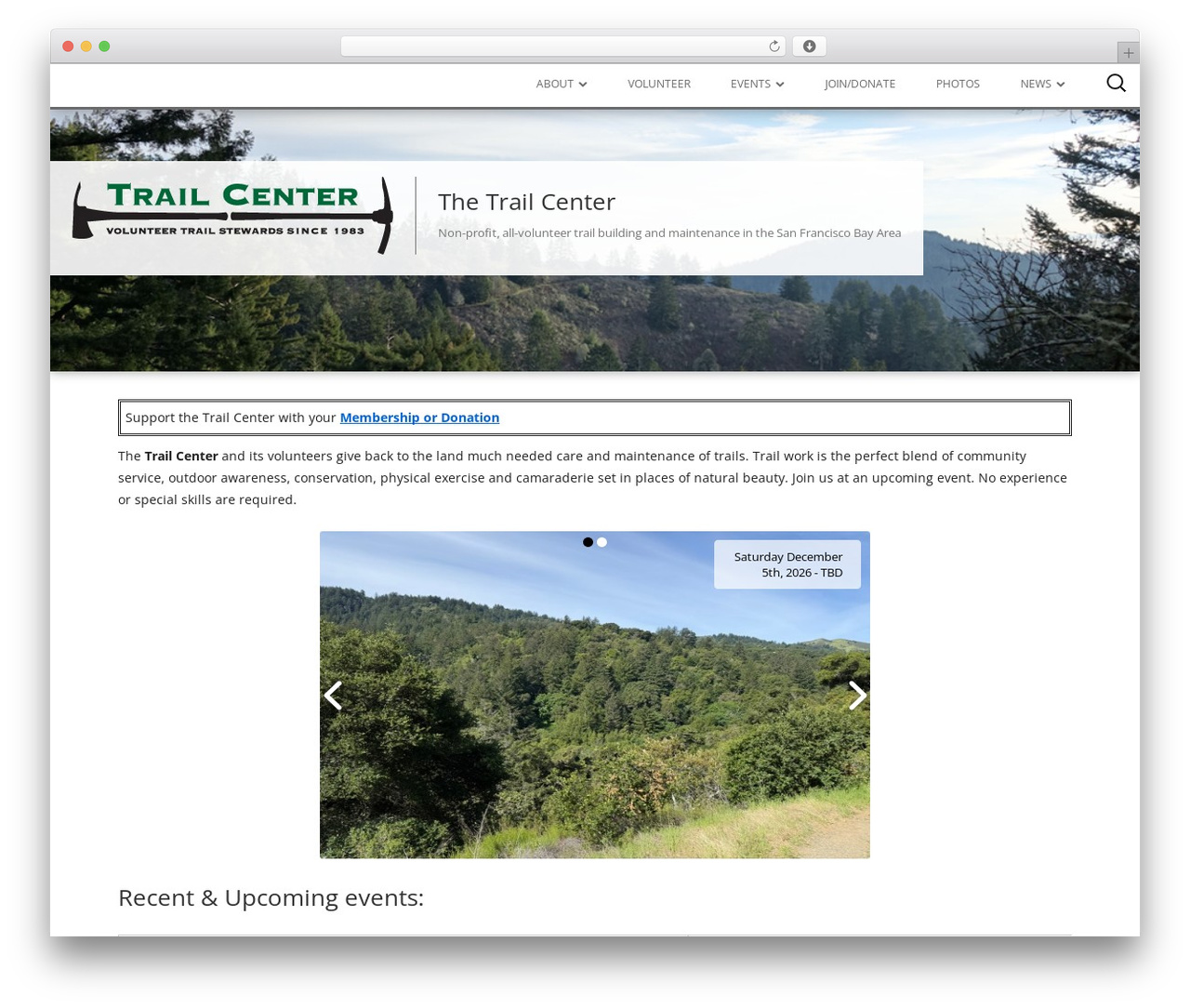 Tiny Framework WordPress website theme - trailcenter.org