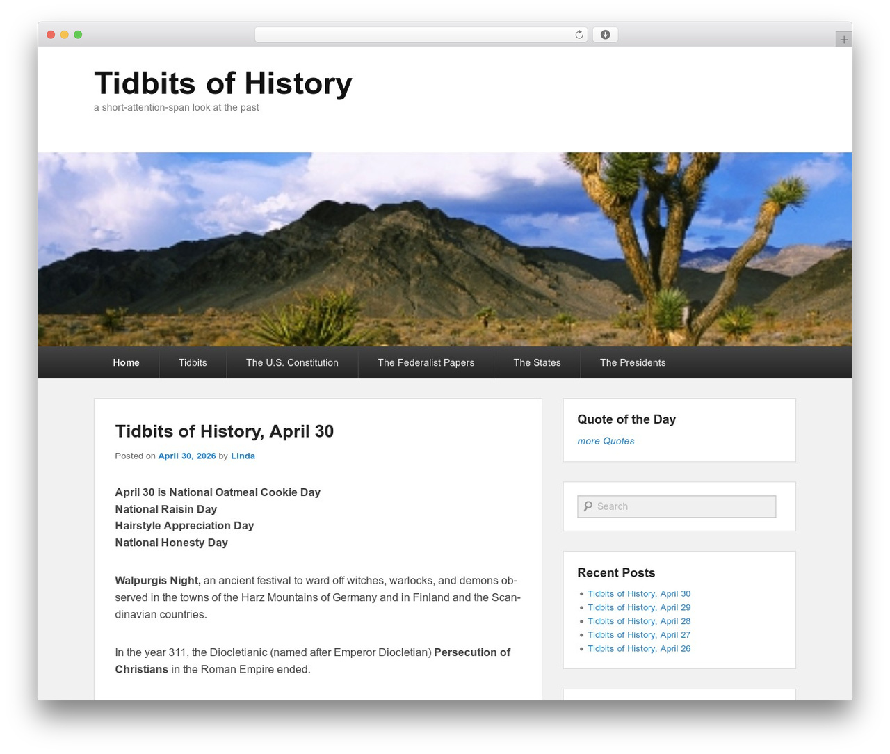 WP theme Catch Evolution - tidbitsofhistory.com