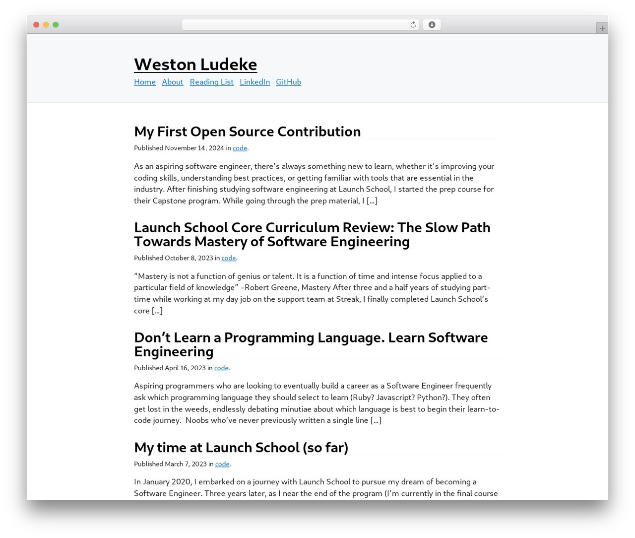 newcss WordPress theme - westonludeke.com