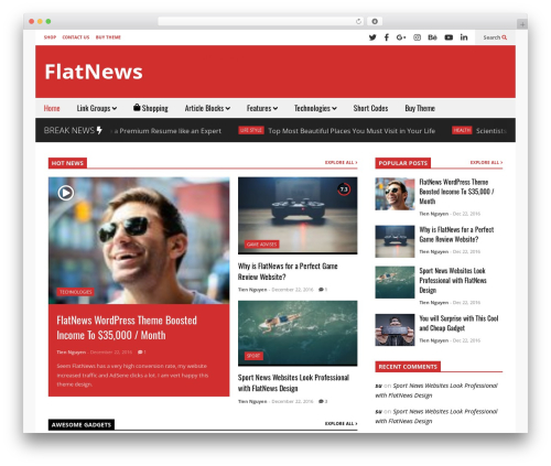 FlatNews WordPress theme - demo.sneeit.com/flatnews