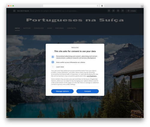 Extra WordPress theme - portuguesesnasuica.com