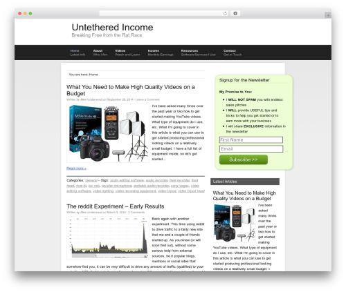 Catalyst WordPress theme - untetheredincome.com