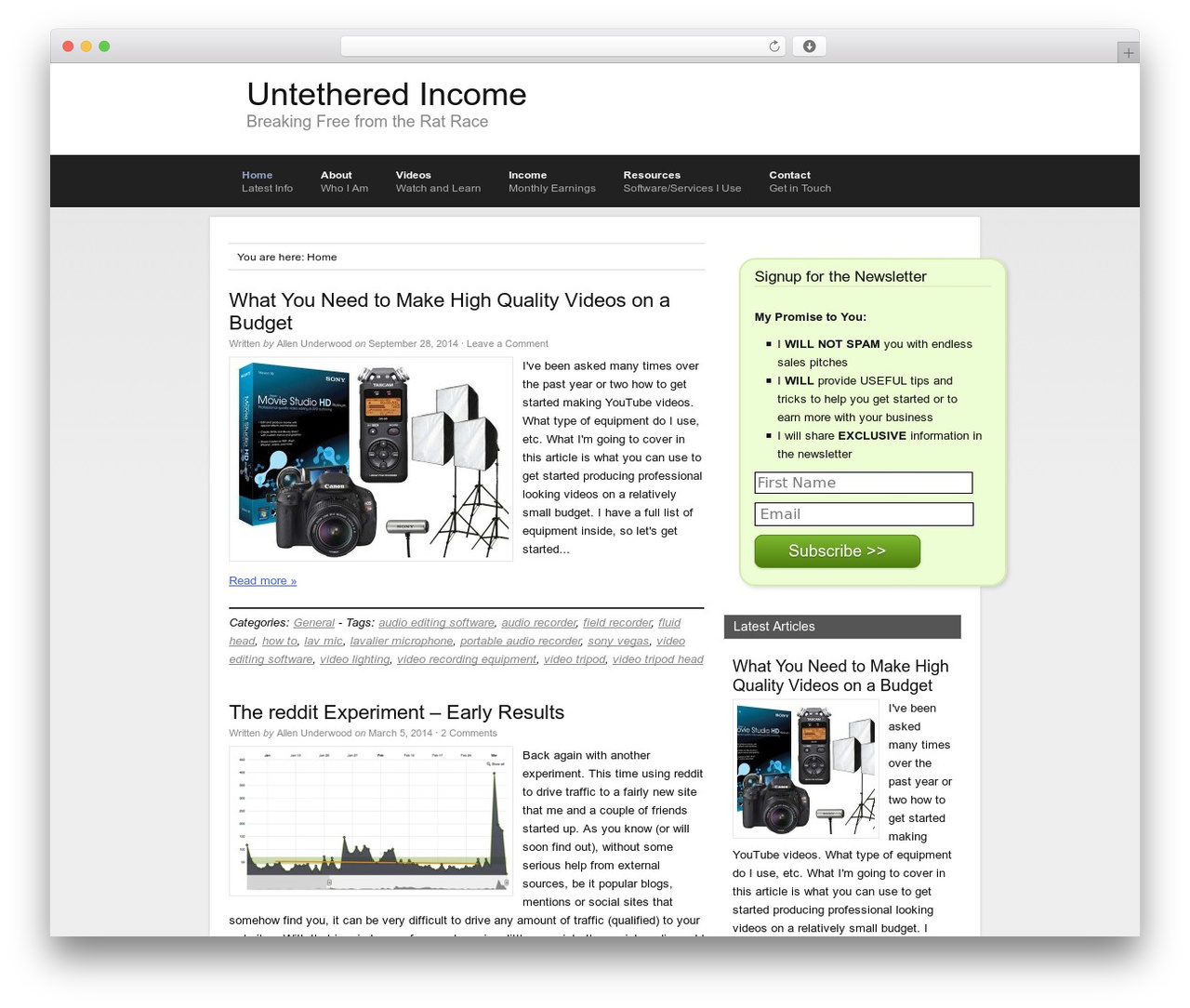Catalyst WordPress theme - untetheredincome.com