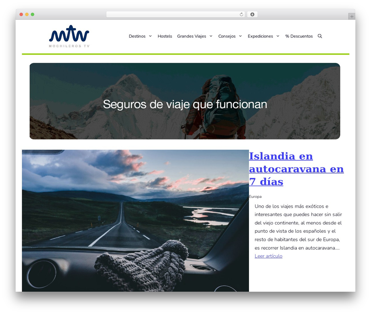 GeneratePress WordPress theme - mochilerostv.com