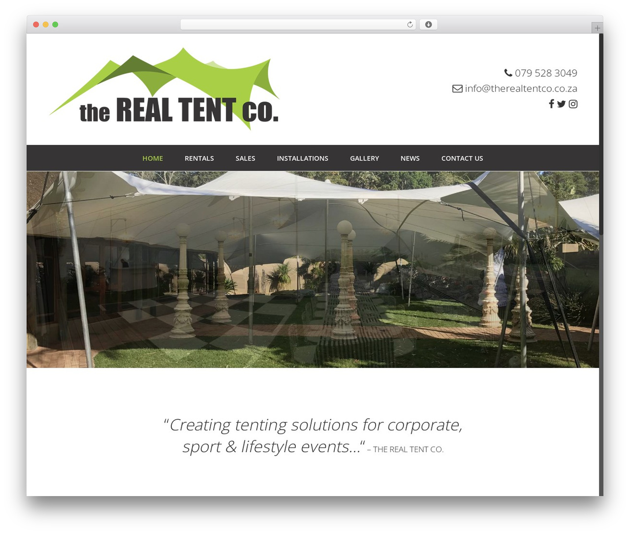 Avada WordPress theme - therealtentco.co.za