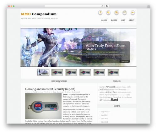 Aggregate WordPress theme design - mmocompendium.com