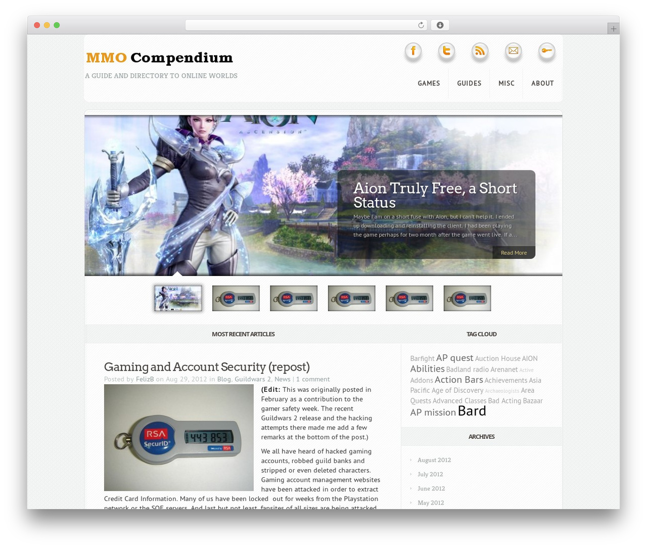 Aggregate WordPress theme design - mmocompendium.com