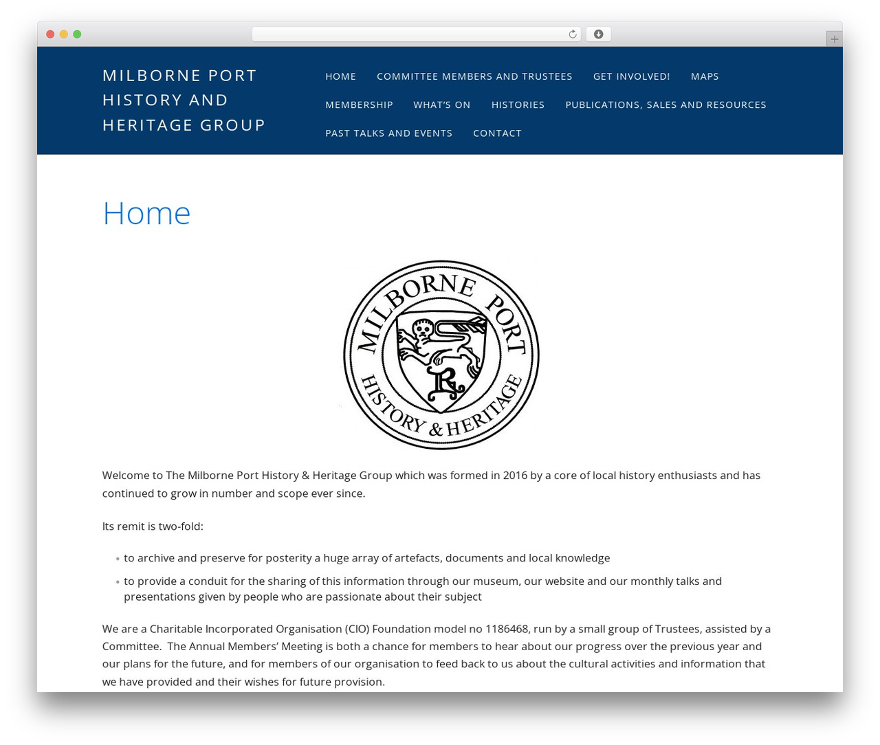 Hostmarks theme WordPress - milborneporthistory.org.uk