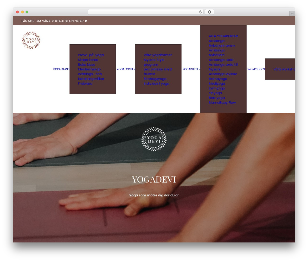 Uncode WordPress website theme - yogadevi.se