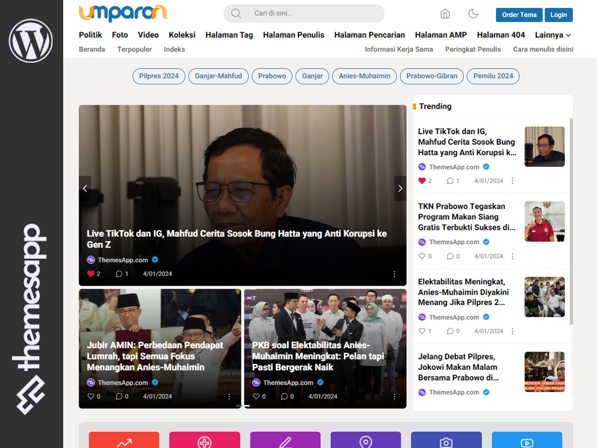 WordPress theme UmparanWP | Versi Developer by ThemesApp.com