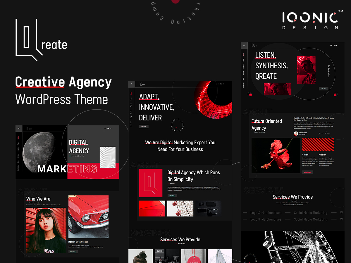 WordPress theme QReate by Iqonic Design