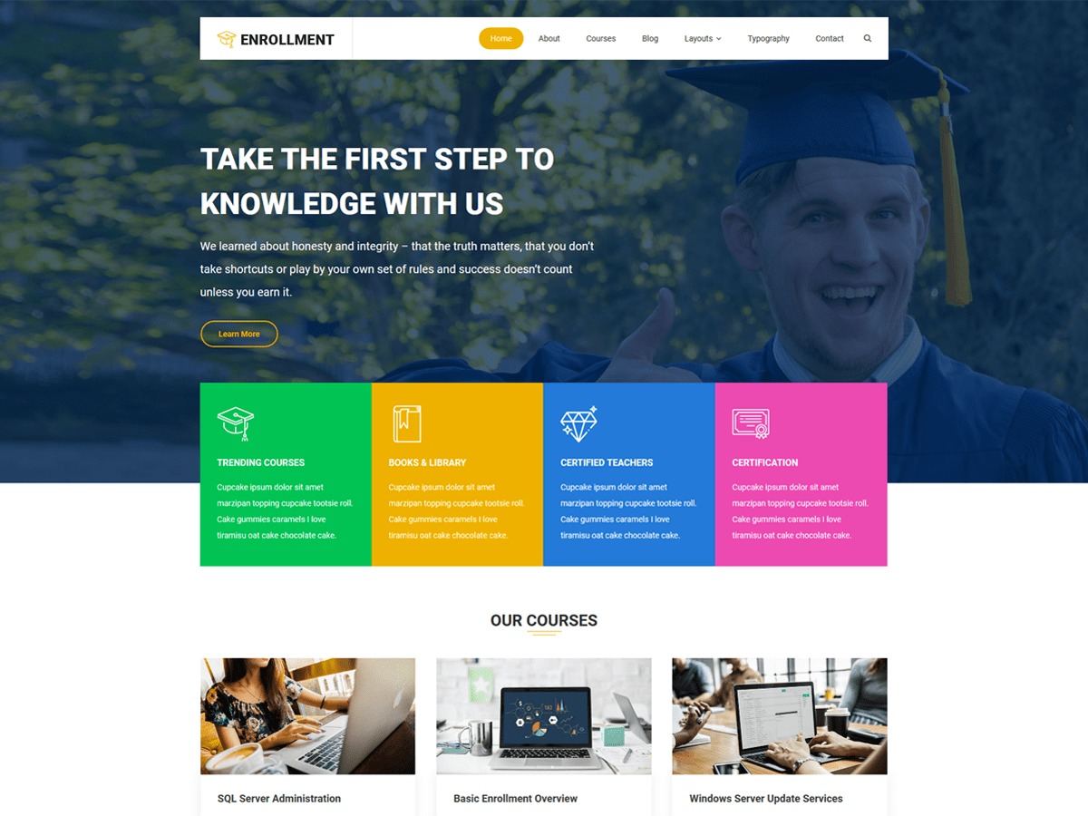 Enrollment best WordPress theme by CodeVibrant
