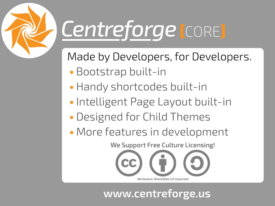 WordPress theme Centreforge Core