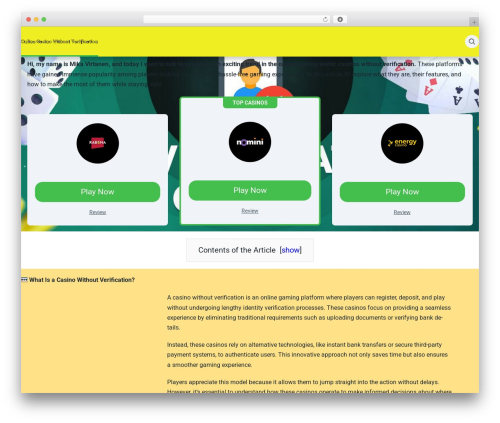 PokaTheme theme WordPress - nonverifycasino.com