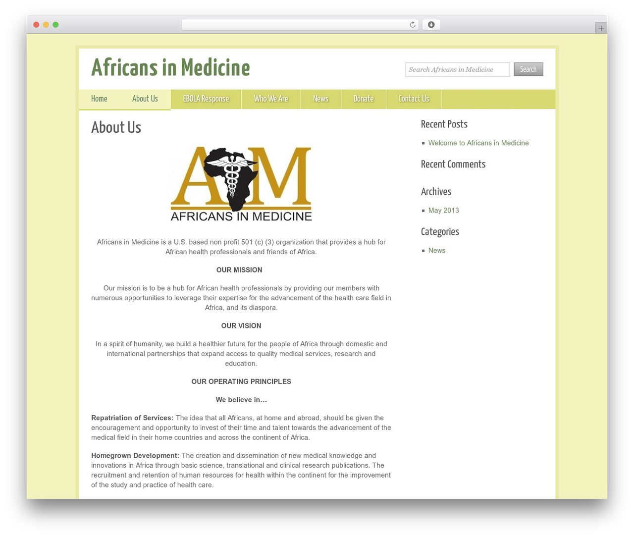 GreenLeaf theme WordPress - africansinmedicine.org