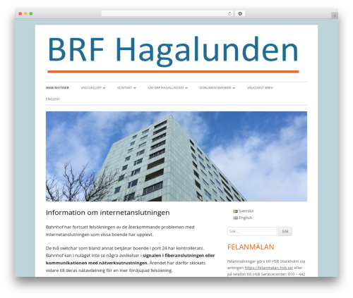 Tiny Framework theme WordPress - hagalunden.se