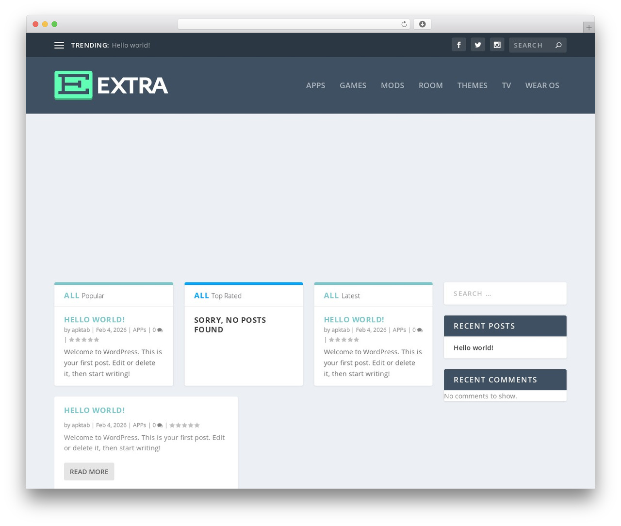 WordPress theme Extra - apktab.com