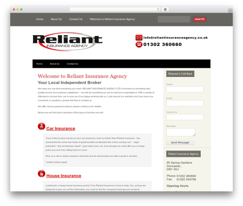 Simple contact form WordPress plugin - reliantinsuranceagency.co.uk