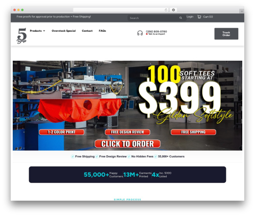 Cazrom web builder WordPress plugin - www.5boysapparel.com