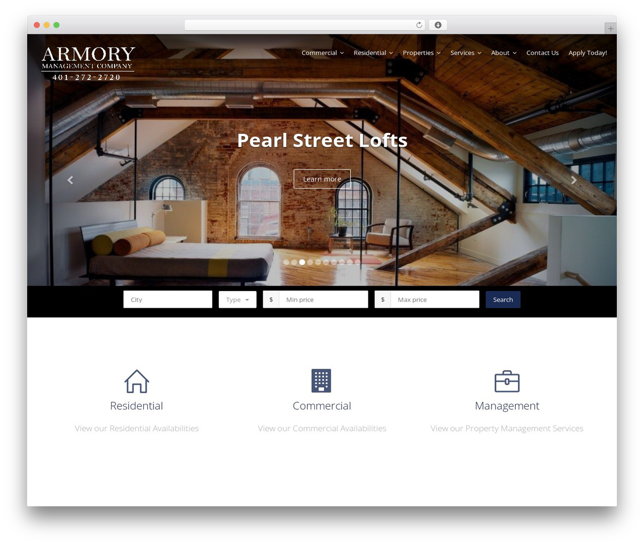 RealesWP WordPress theme - armorymanagement.com