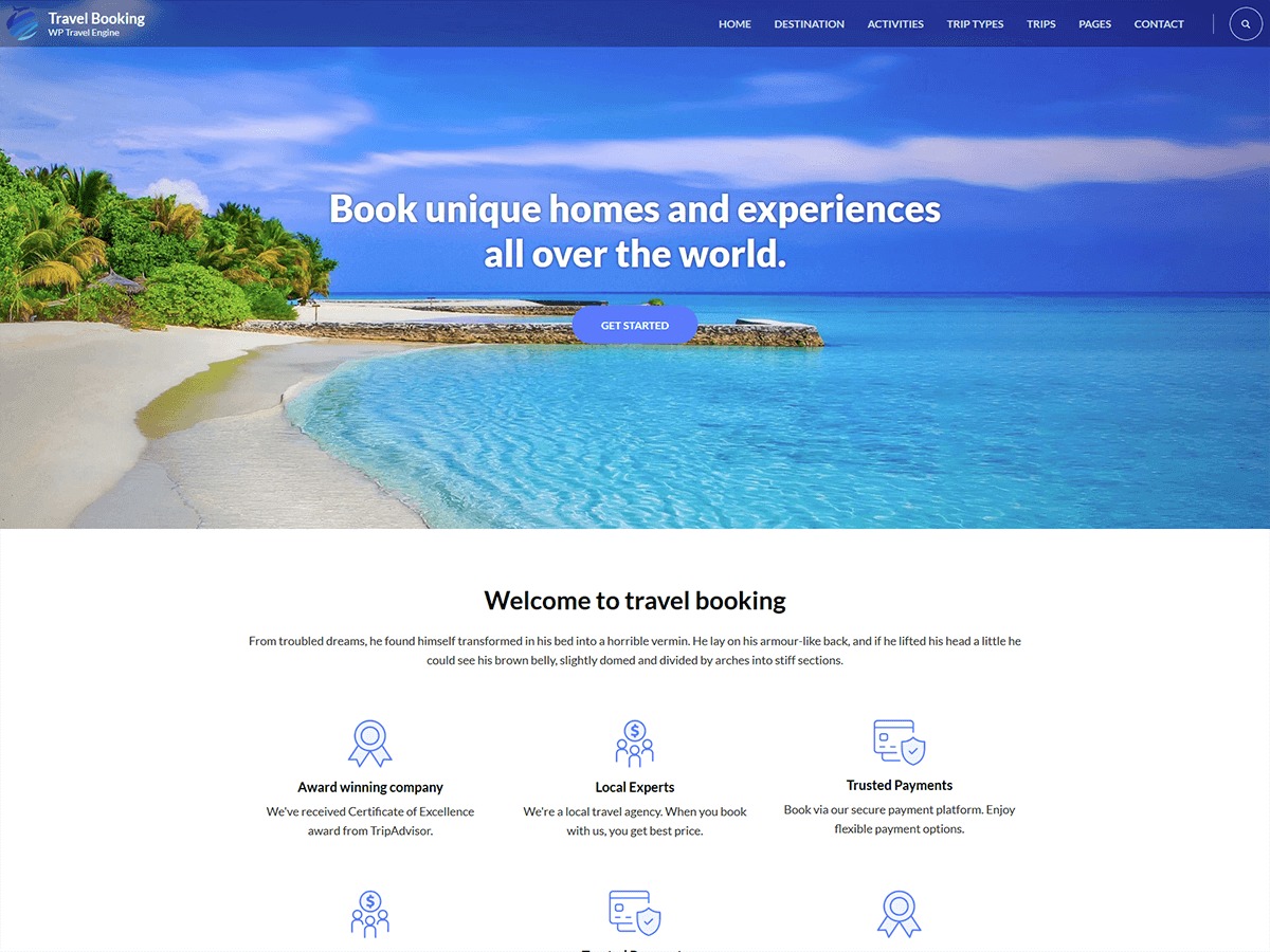 Travel Booking WordPress hotel theme