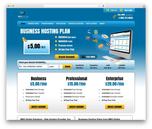 PHP Hosting WordPress website theme - mbsdigitalsolutions.com