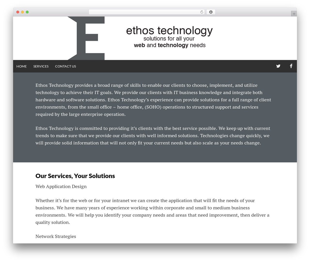 Simone WordPress theme - ethostech.ca
