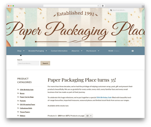 Storefront WordPress shopping theme - paperpackagingplace.com