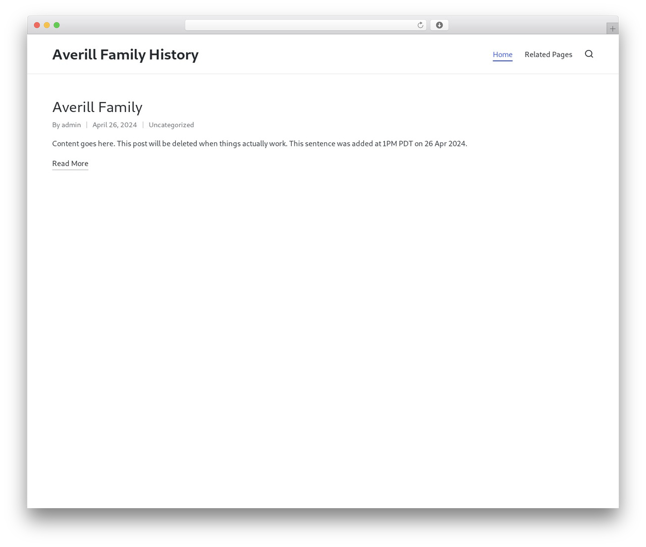 WordPress theme Sinatra - averillfamily.com
