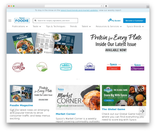 PaceCore theme WordPress - foodie.sysco.com