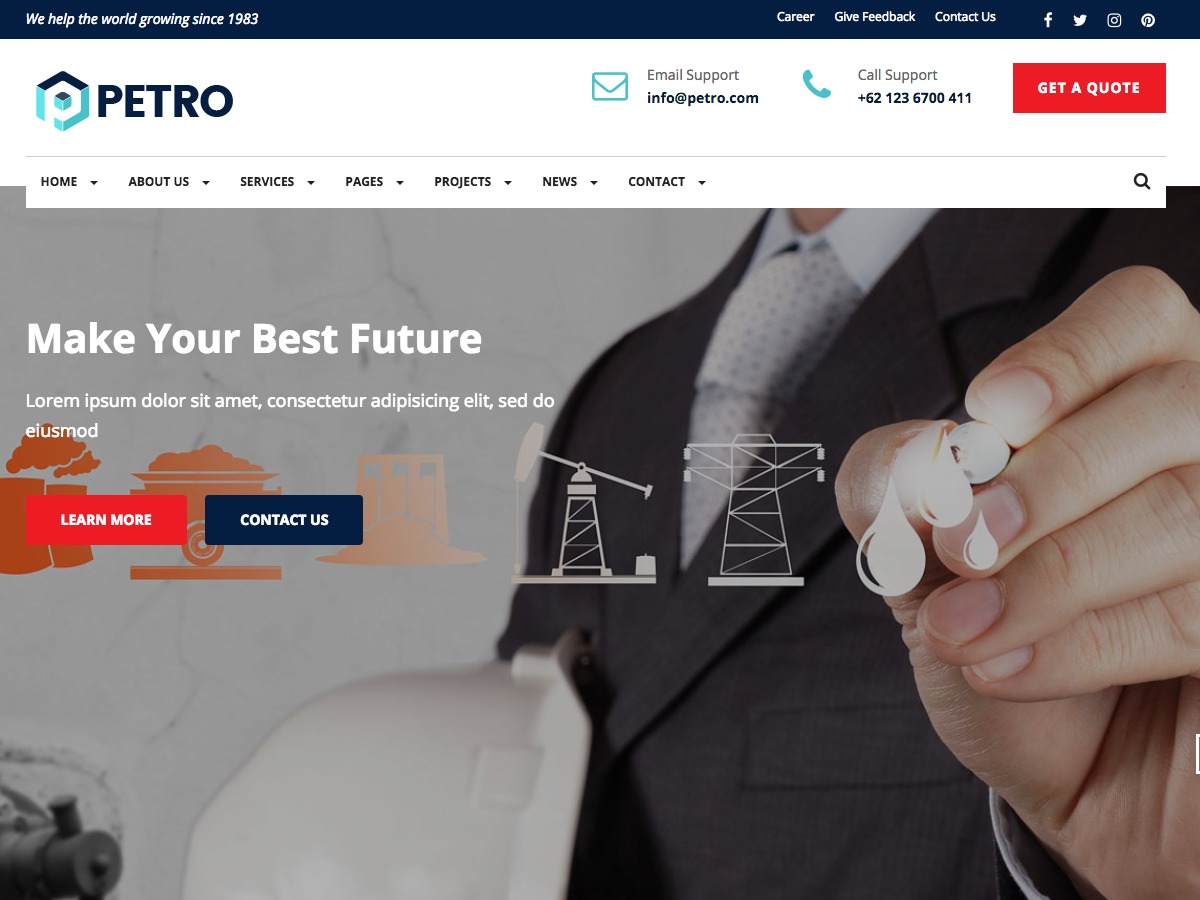 Petro Child Theme WordPress template for business