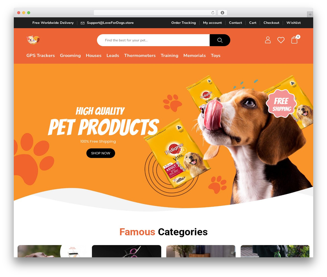WP theme Petio - www.lovefordogs.store