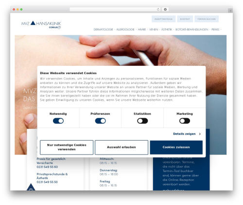 Mustersite theme WordPress - hansaklinik.de