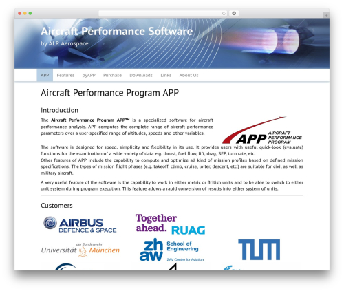 Flat Bootstrap WP theme - aircraftperformance.software