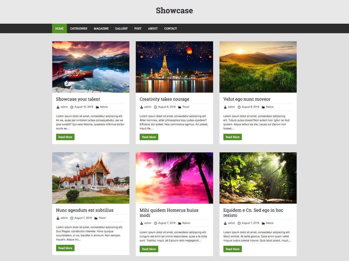 Showcase WordPress gallery theme