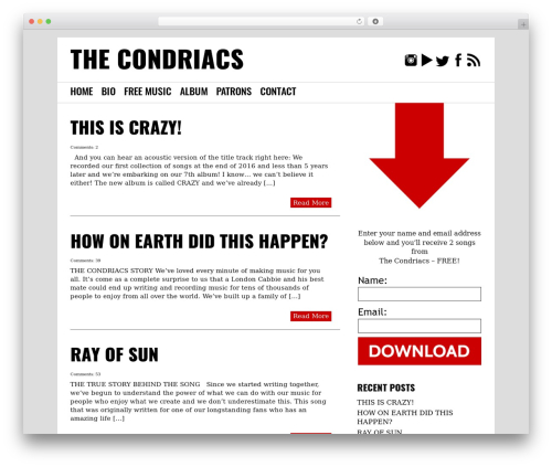 WordPress website theme TunePipe Basic - thecondriacs.com