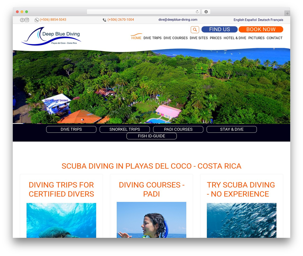 Deep Blue Diving premium WordPress theme - deepblue-diving.com
