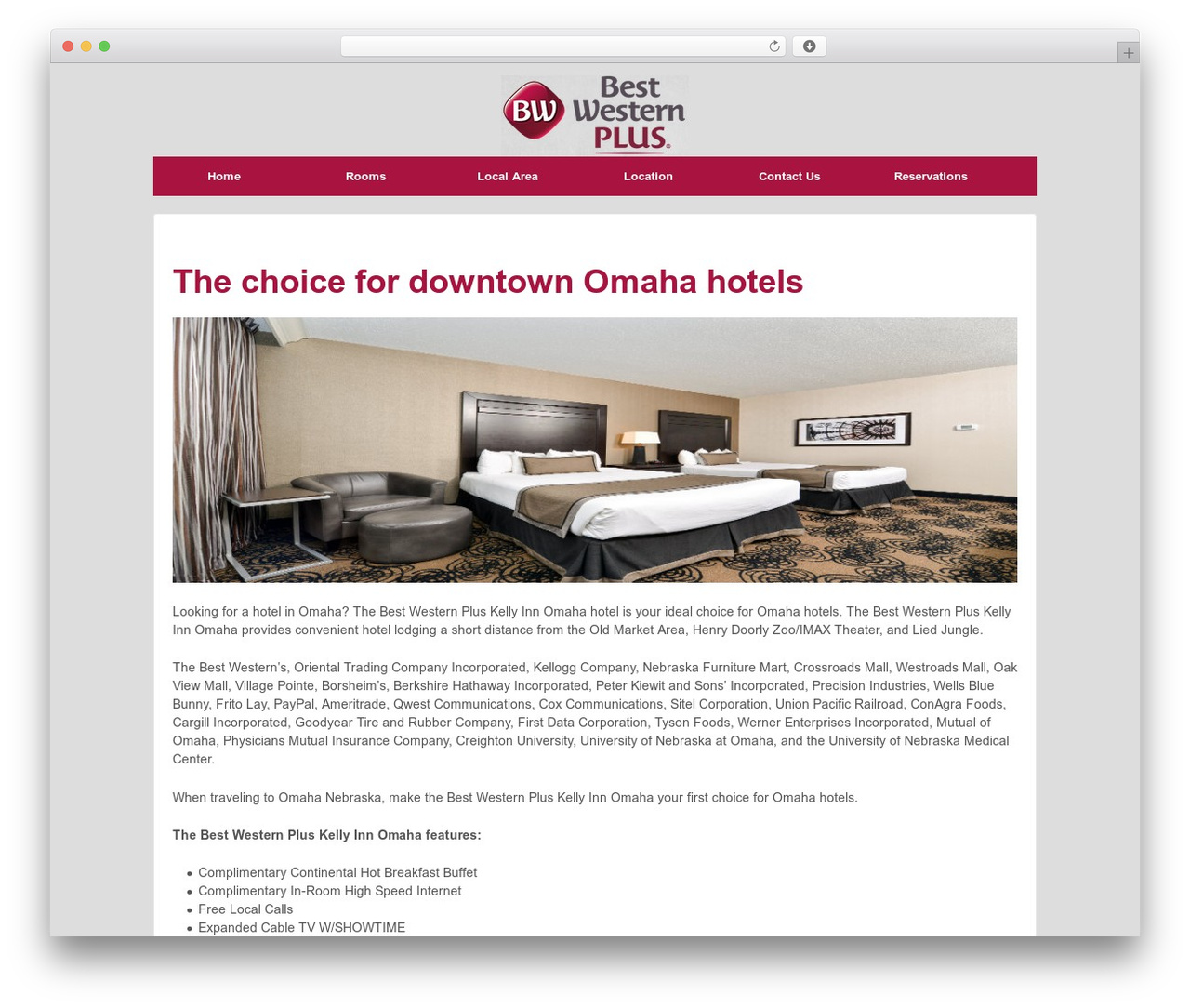 Responsive Pro WordPress hotel theme - bestwesternkellyinnomaha.com