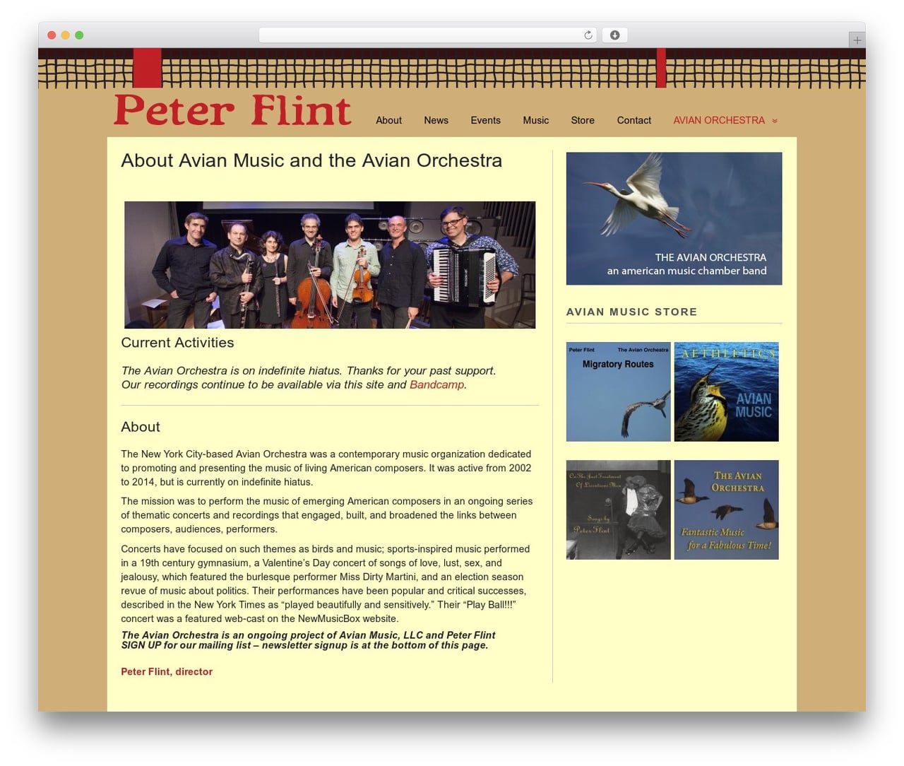 Basic-child WordPress theme - peterflintmusic.com/avian-orchestra/about