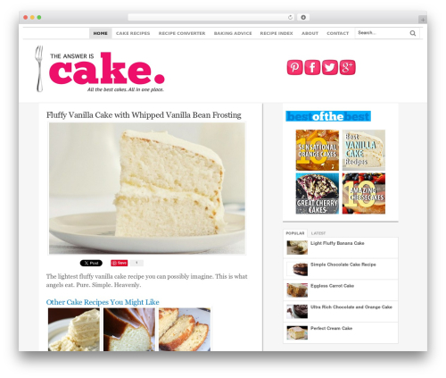 Best WordPress theme Canvas - theansweriscake.com
