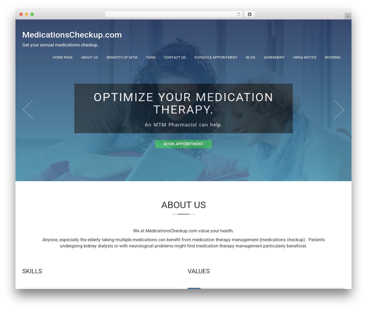 Compact One WordPress theme design - medicationscheckup.com
