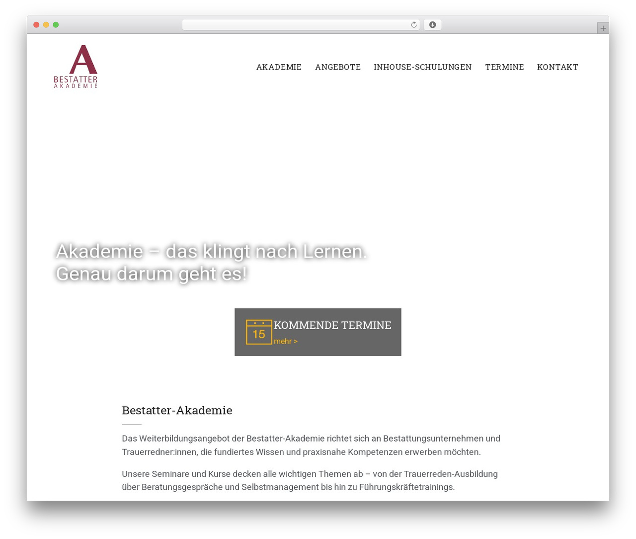 WordPress theme Interium - bestatter-akademie.de