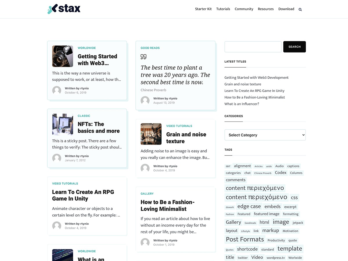 Stax WordPress theme design