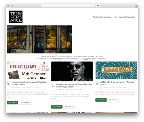 Event feed for eventbrite premium WordPress plugin - temperance.bar