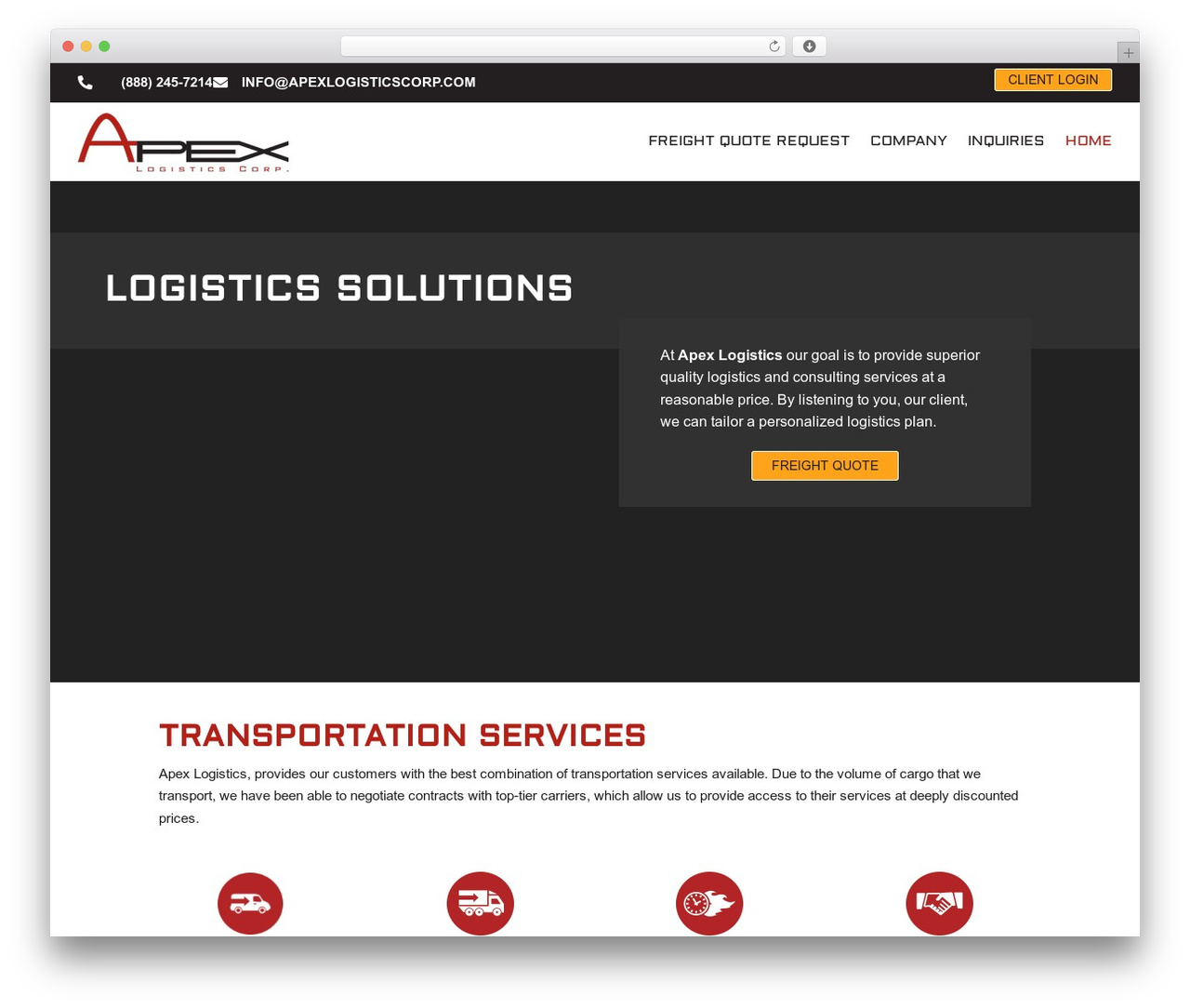 WordPress theme Divi - apexlogisticscorp.com
