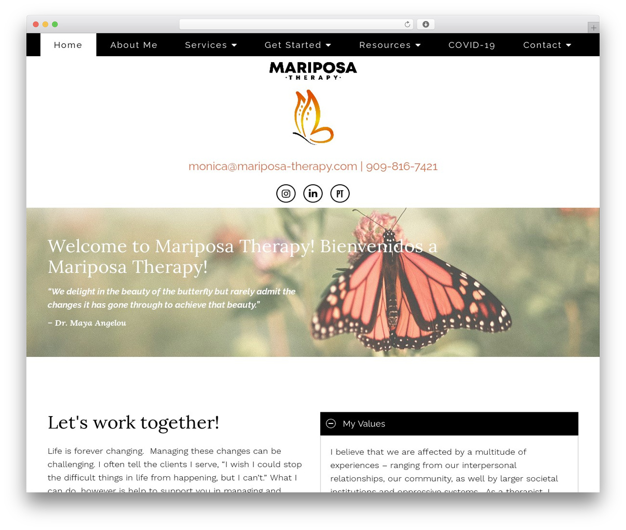 WordPress theme Megatheme - mariposa-therapy.com
