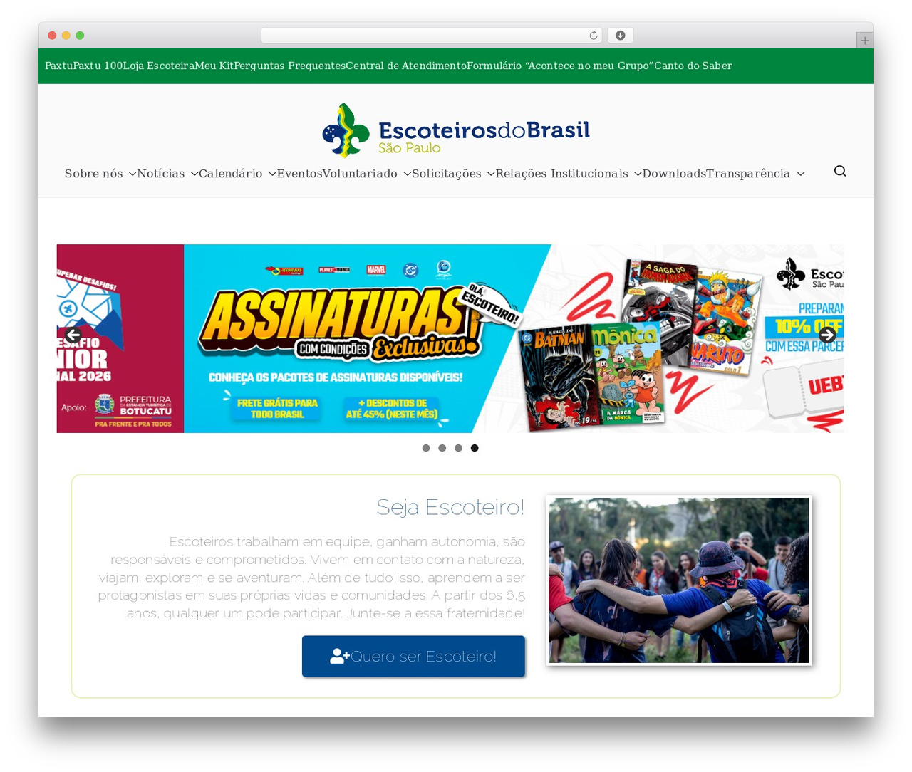 Zakra WordPress theme - escoteirossp.org.br